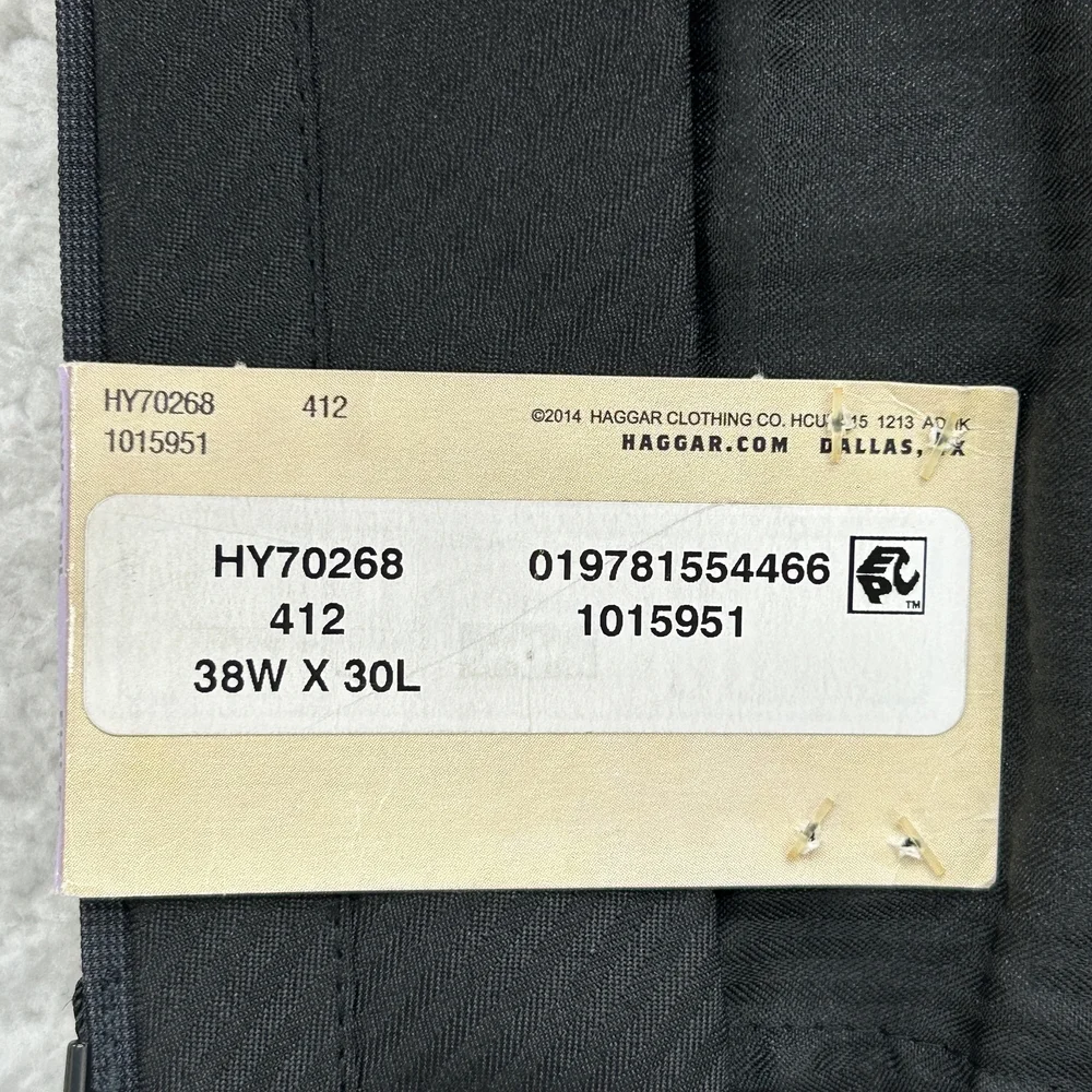 Haggar Pants Mens 38x30 Tic Weave Classic Fit Dress Slacks Navy Blue HY70268